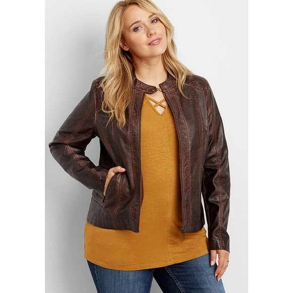 Maurices Jackets & Blazers - Maurice's Brown Faux Leather Jacket